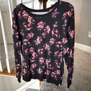 Torrid Black and Purple Floral Long Sleeve Top